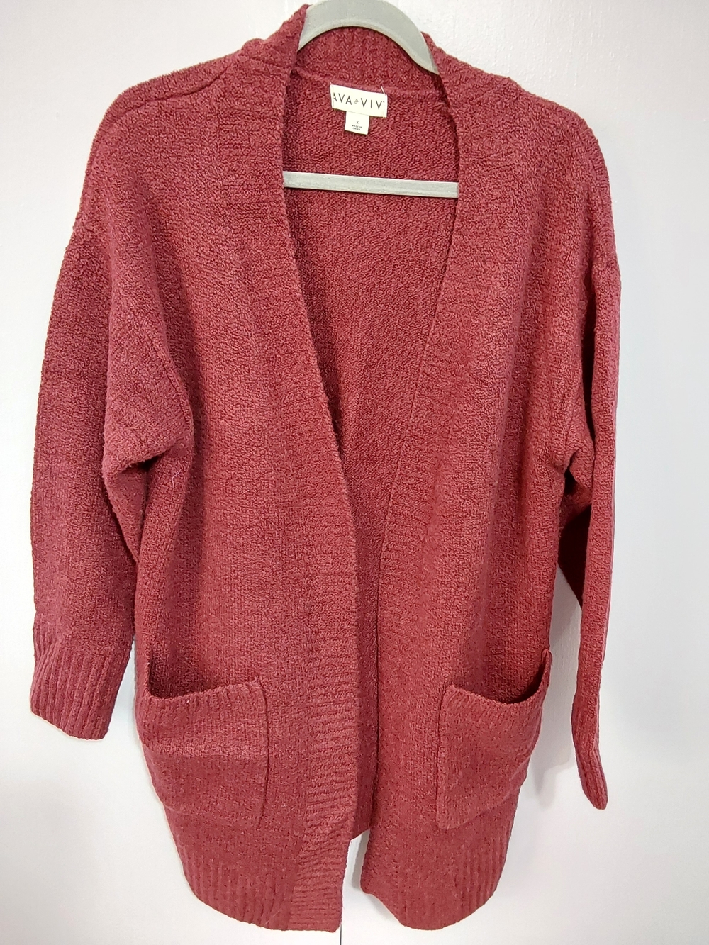 Ava & Viv Dusty Rose Open-Front Pocket Cardigan